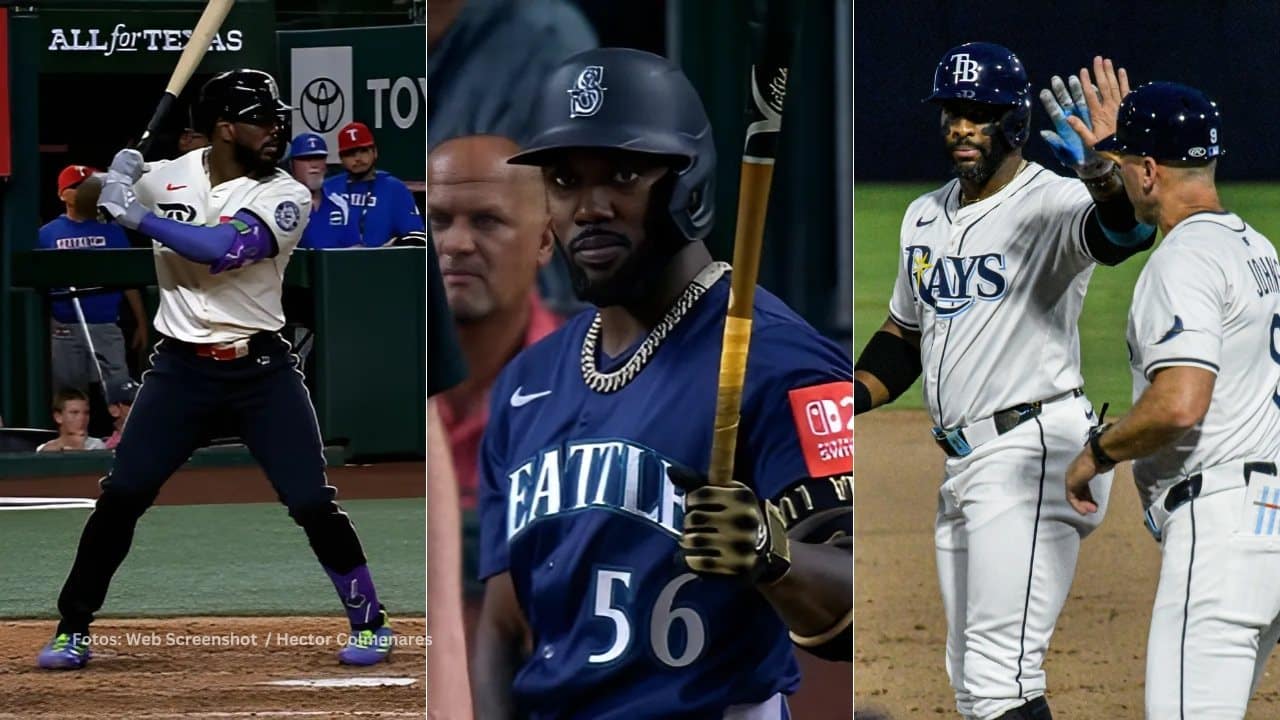 Adolis Garcia y Randy Arozarena bateando y Yandy Diaz en la inicial. Resumen Cubanos en MLB