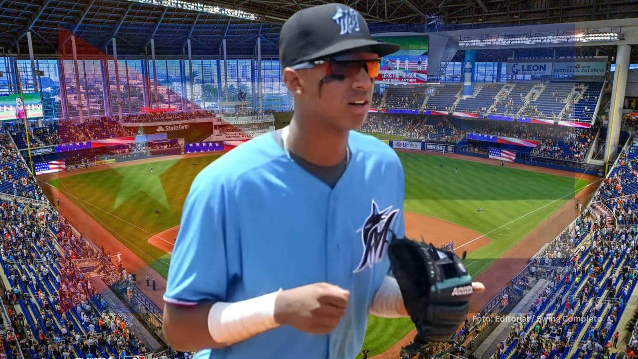 Yiddi Cappe con el uniforme Miami Marlins. Equipo Cuba